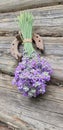 Lavender bouquet and vintage horseshoe